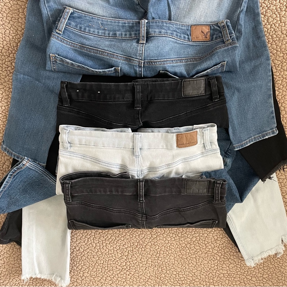 American Eagle Outfitters Blue and Black High Rise Skinny Jeans